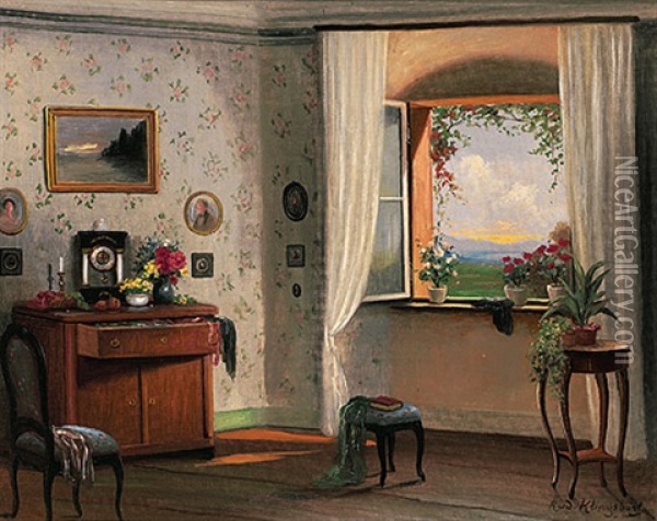 Interieur Einer Biedermeierlichen Stube Mit Fensterdurchblick Oil Painting - Rudolf Klingsboegl