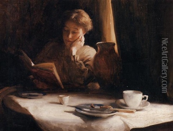 Lesende Dame Am Fenster Oil Painting - Jacob Simon Hendrik Kever