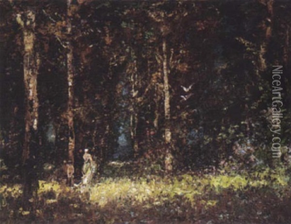 Wooded Landscape Oil Painting - Thomas Edwin Mostyn
