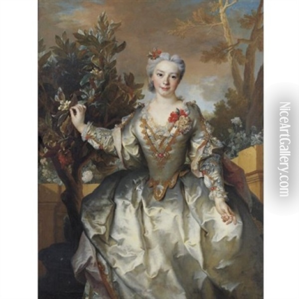 Portrait Of The Comtesse De Montchal Oil Painting - Nicolas de Largilliere