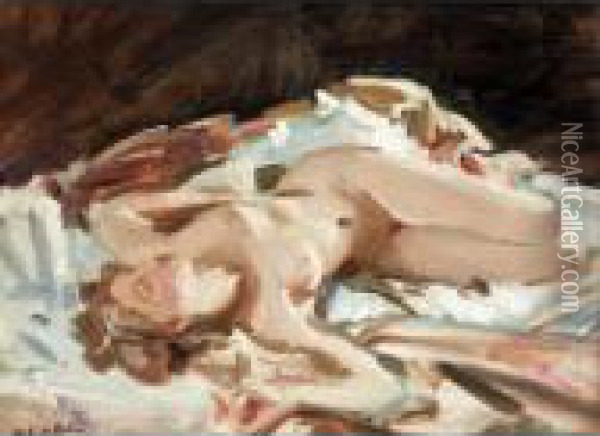 Nude Study In Sleep Oil Painting - Wilfred Gabriel De Glehn