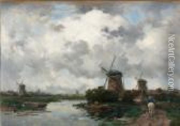 Hollandsch Landschap, Molens Bij Gouda Oil Painting - Willem Cornelis Rip