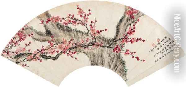 Red Plum Blossoms Oil Painting -  Ding Fuzhi