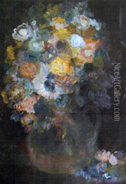 Bouquet De Fleurs Oil Painting - Pavel (Paul I.) Sapounov