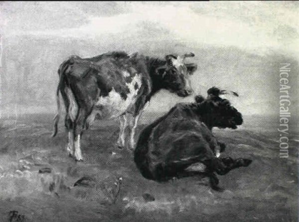 Graessende Kier, Saltholm Oil Painting - Theodor Philipsen
