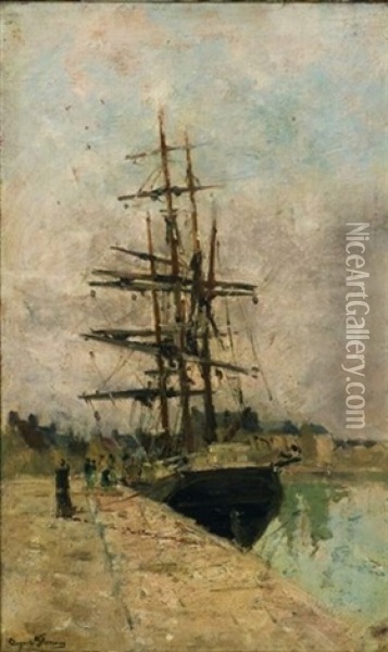 Harbor View Oil Painting - Marie Auguste Flameng