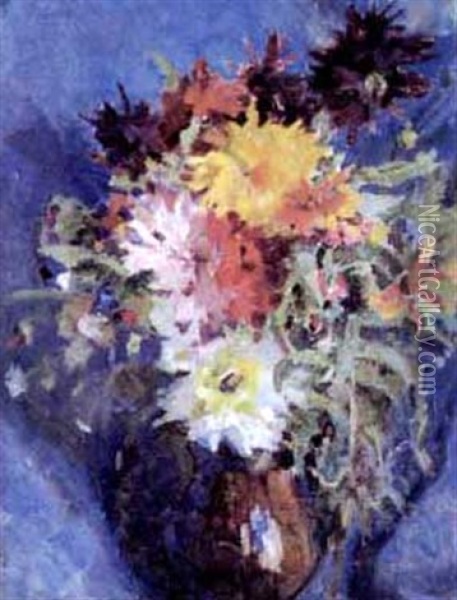 Blumen In Einer Vase Oil Painting - Oskar Moll