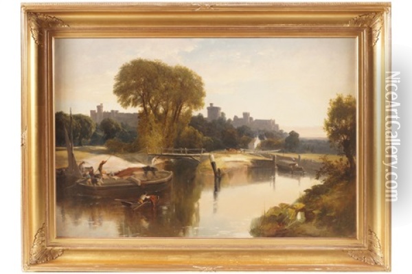 Windsor Castle Oil Painting - William M. Hart