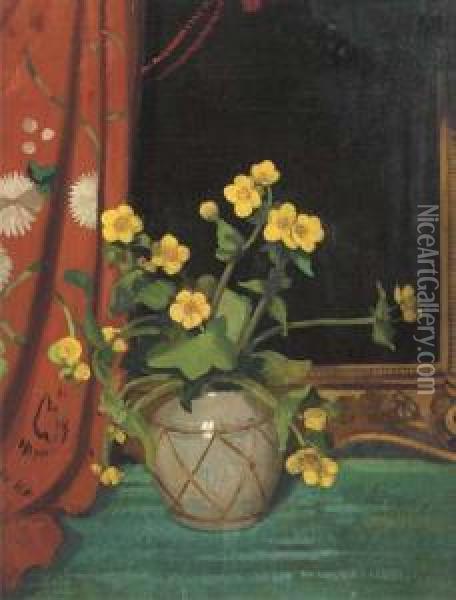 Still Life With Flowers In A Vase Oil Painting - James Sinton Sleator