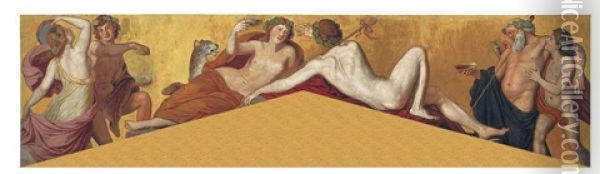 Apollo Es A Muzsak (apollo And The Muses) Oil Painting - Karoly Lotz