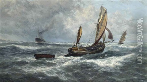 Wind And Rain Off Sheerness Oil Painting - Thomas Rose Miles