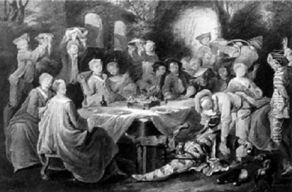 The Drunkenness Of Harlequin Oil Painting - Francois Octavien