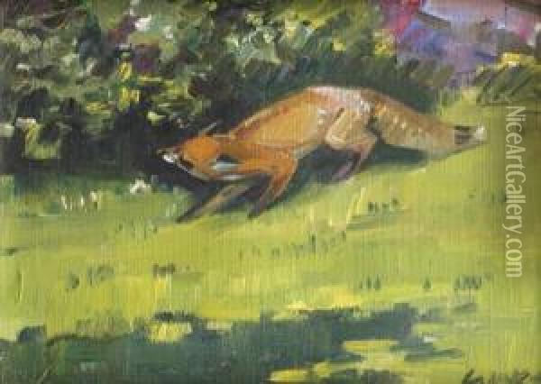 Crouching Fox Oil Painting - Stanislav Lolek