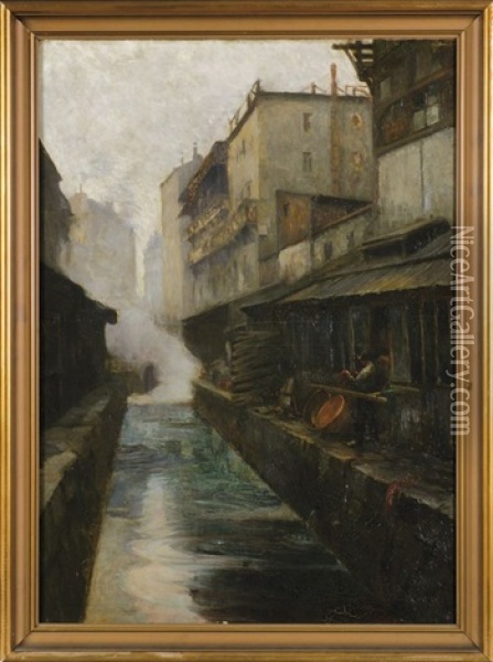 Gerberhauser Am Kanal Oil Painting - Germain Eugene Bonneton