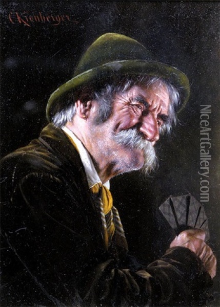 Portrait Of A Card Player Oil Painting - Carl Kronberger