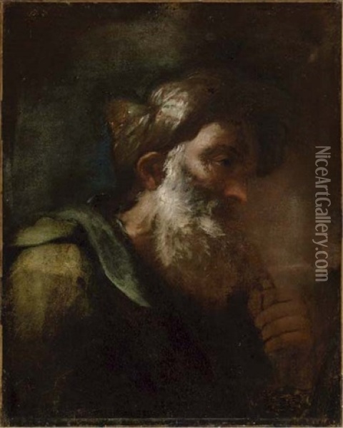 A Bearded Man Wearing A Turban Oil Painting - Johann Carl Loth