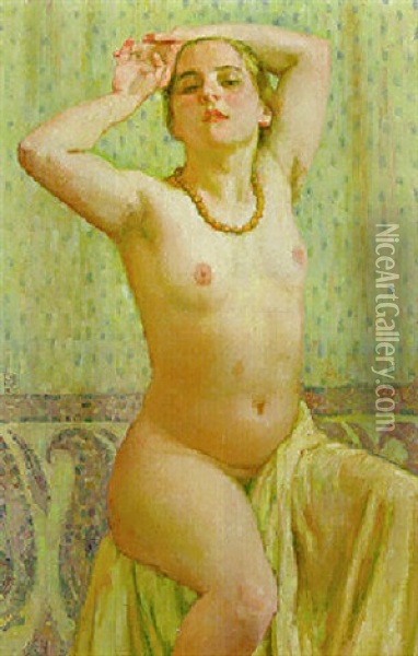 Paquita With Necklace Oil Painting - Theo van Rysselberghe