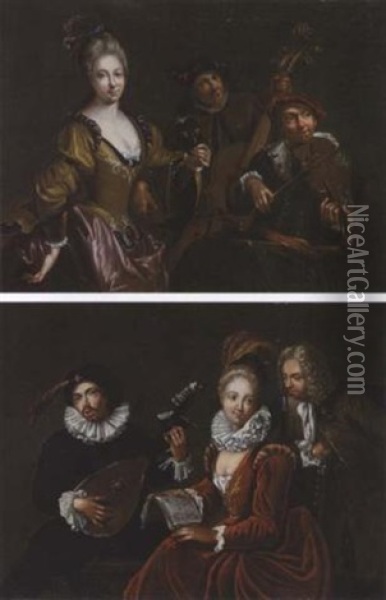 Eine Dame Mit Maske Und Zwei Musikanten Oil Painting - Frans Verbeeck