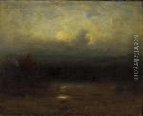 Landscape At Dusk Oil Painting - Joseph H. Greenwood