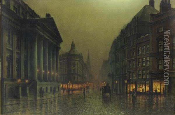 The Mansion House, London Oil Painting - Louis H. Grimshaw