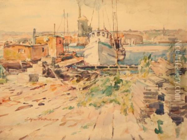 Boats At Harbor Oil Painting - Edgar Forkner