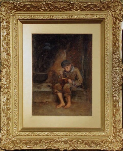 Boy Eating Porridge Oil Painting - Pierre Edouard Frere