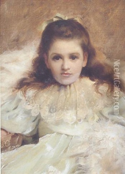 Portrait Of Anne As Alice In Alice In Wonderland Oil Painting - Thomas Benjamin Kennington