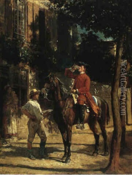 The Stirrup Cup Oil Painting - Ernest Meissonier