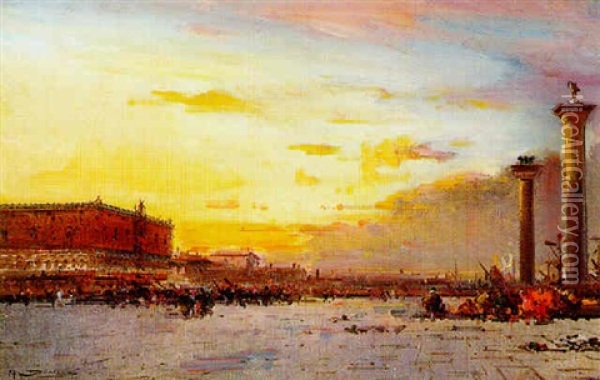 Place Saint-marc, Venise Oil Painting - Henri Duvieux