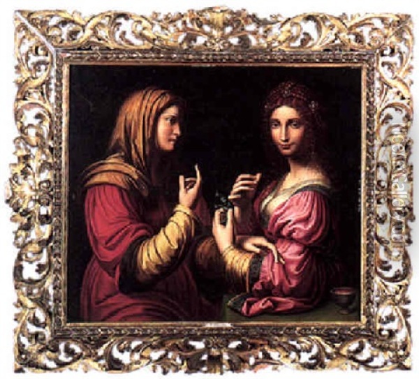 Martha And Mary Oil Painting - Bernardino Luini