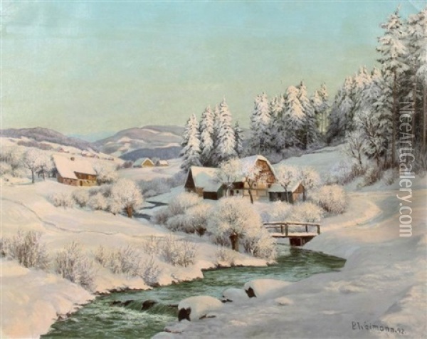 Verschneite Berglandschaft Oil Painting - Paul Weimann