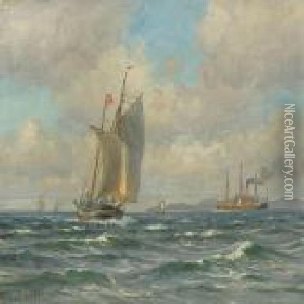 Seascape Oil Painting - Vilhelm Karl Ferd. Arnesen