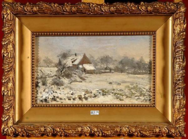 Vieille Ferme Sous La Neige Oil Painting - Louis Hartz