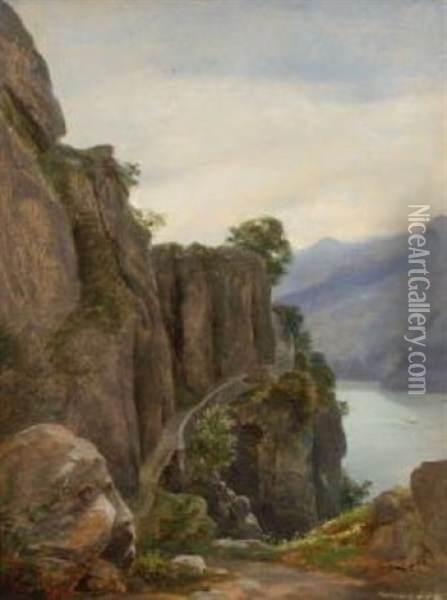 Am Walensee (in Der Schweiz?) Oil Painting - Georg Maximilian Johann Von Dillis