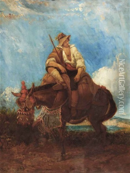 A Traveller And His Mule Oil Painting - William James Mueller