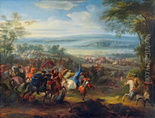 Charge De Cavalerie Oil Painting - Adam Frans van der Meulen