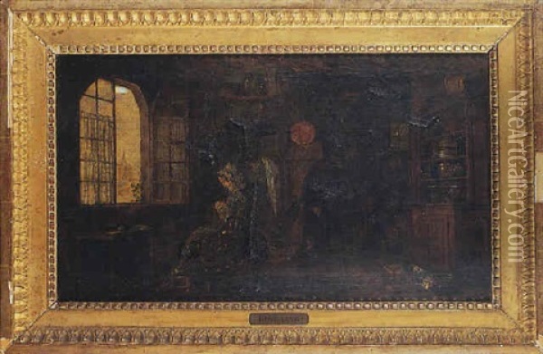 Scene D'interieur Strasbourgeois Oil Painting - Martin Droelling