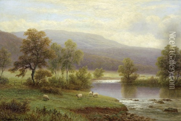 On The Wharfe Near Beamsley, Yorkshire Oil Painting - William Mellor