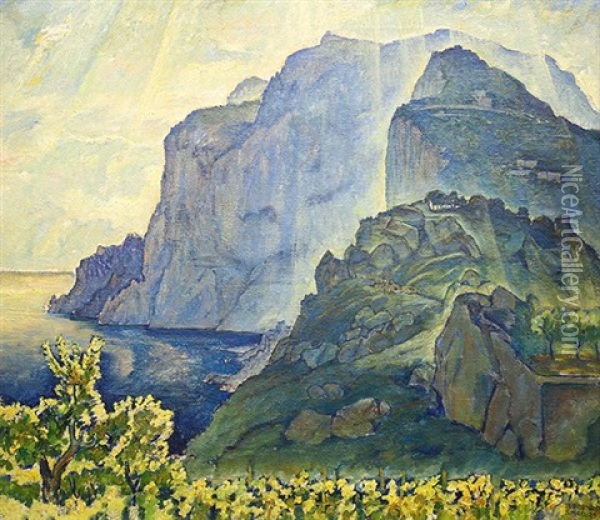 Coastal Landscape Oil Painting - Ferdinand Spiegel