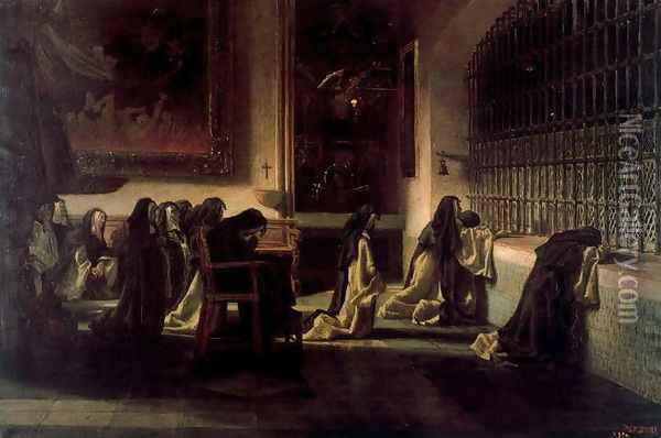 Monjas en oracion o La oracion Oil Painting - Antonio Munoz Degrain