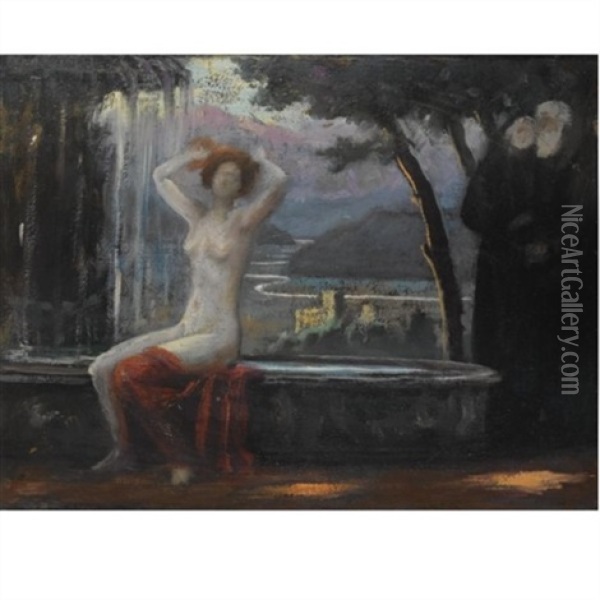 Study For Jungbrunnen Oil Painting - George Von Hoesslin