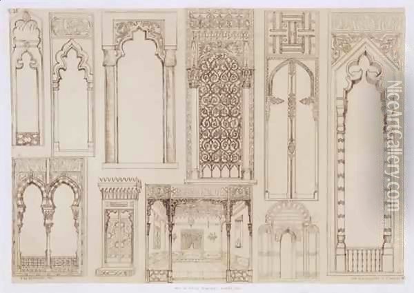 Islamic and Moorish design for shutters and divans, from 'Art and Industry' Oil Painting - Jean Francois Albanis de Beaumont