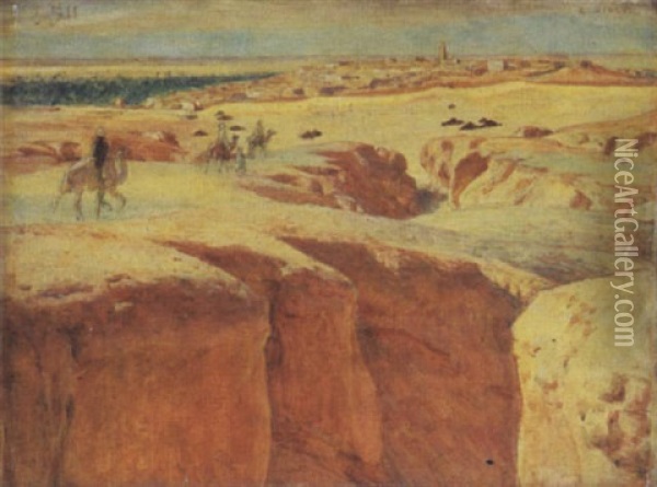 Caravane A El Grara, Pres De Ghardaia Oil Painting - Alphonse Etienne Dinet