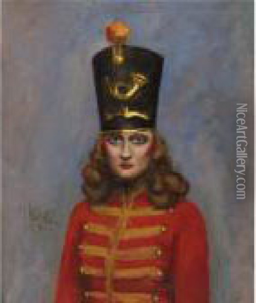 Woman In A Majorette Costume Oil Painting - Walt Kuhn