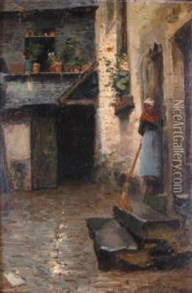 View Of French Street Oil Painting - Eugene Lawrence Vail