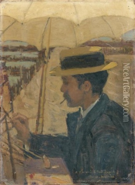 Le Peintre Legout Gerard Sur Le Motif Oil Painting - James Wilson Morrice