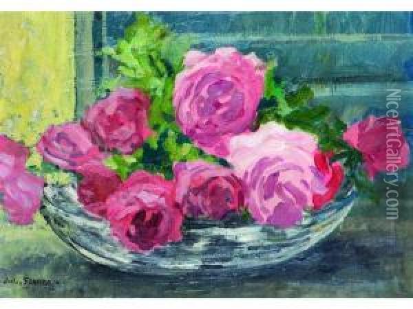 Coupe De Roses Oil Painting - Jules Flandrin