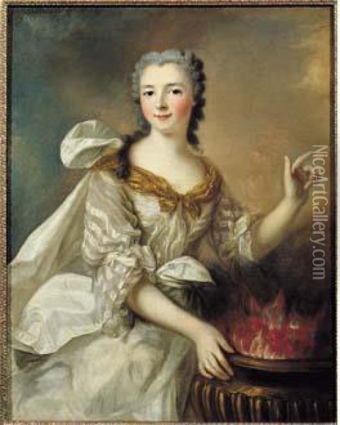 Portrait De Jeune Femme En Vestale Oil Painting - Marianne Loir