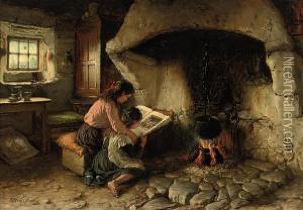 The Reading Lesson Oil Painting - Jonathan Pratt