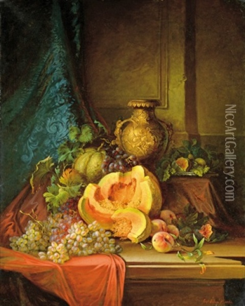Still-life With Autumn Fruits Oil Painting - Pal (Paul) Boehm